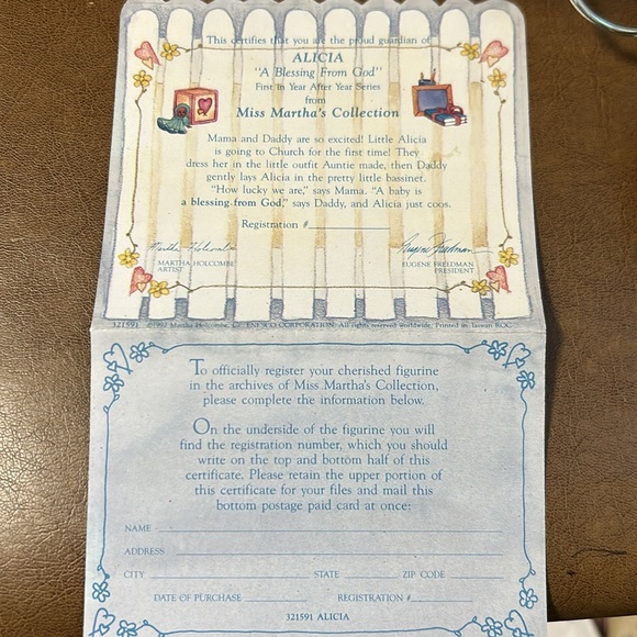 NWT 1992 ENESCO Miss Martha’s Collection ALICIA “A Blessing From God” 321591. - Picture 5 of 11